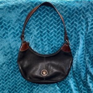 Dooney & Bourke Black/Brown Pebble Leather Hobo Shoulder Bag